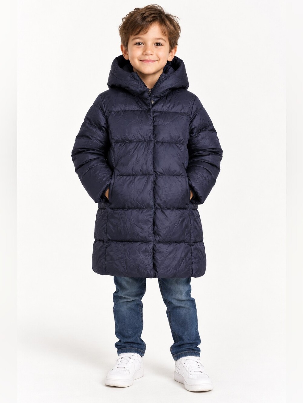 Ralph Lauren Boys Size 4 Navy Blue Hooded Puffer Jacket Winter Coat